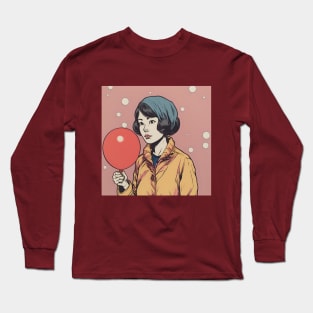 Handsome Asian Woman with Balloon Long Sleeve T-Shirt